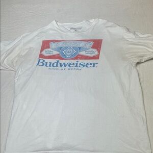 Budweiser Vintage Red and Blue Logo White Tee